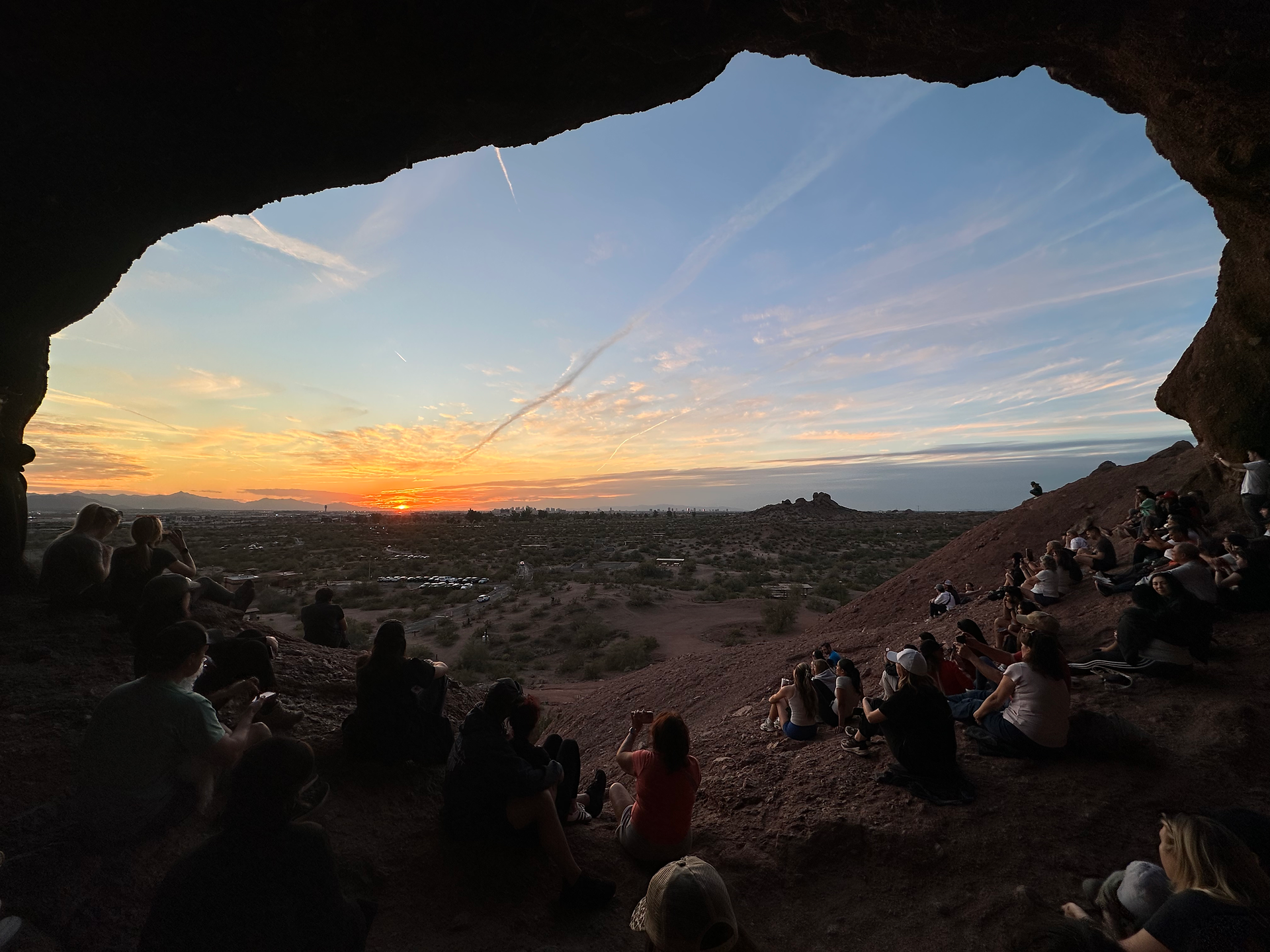 view of sunset from hole in the rock phoenix arizona