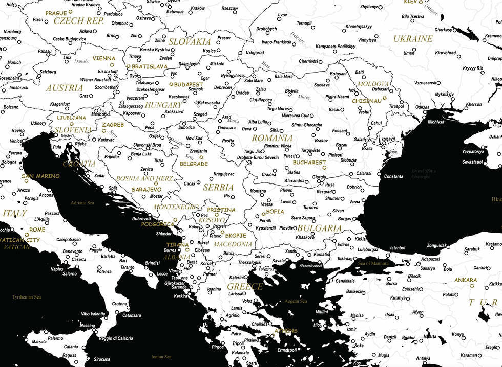 Miniatiūra: Baltas/juodas europos žemėlapis ant drobės
