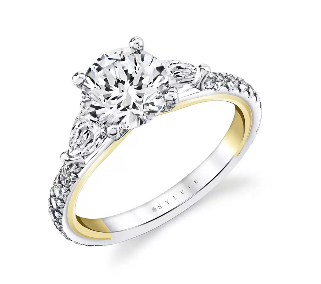 Two Tone Three Stone Engagement Ring | Nora