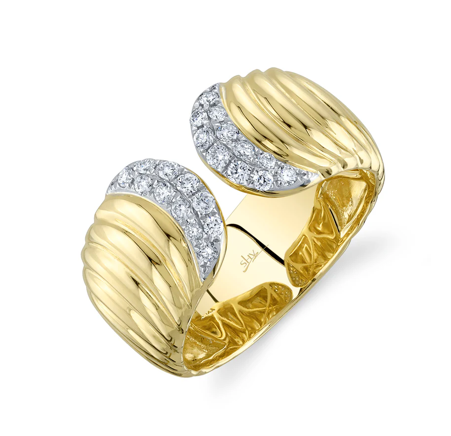 Diamond Ribbed Open Ring