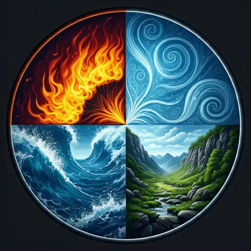 four elements : fire, water, air, earth