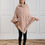 Thumbnail: Knit Poncho with Fur Trim Detail - Pink
