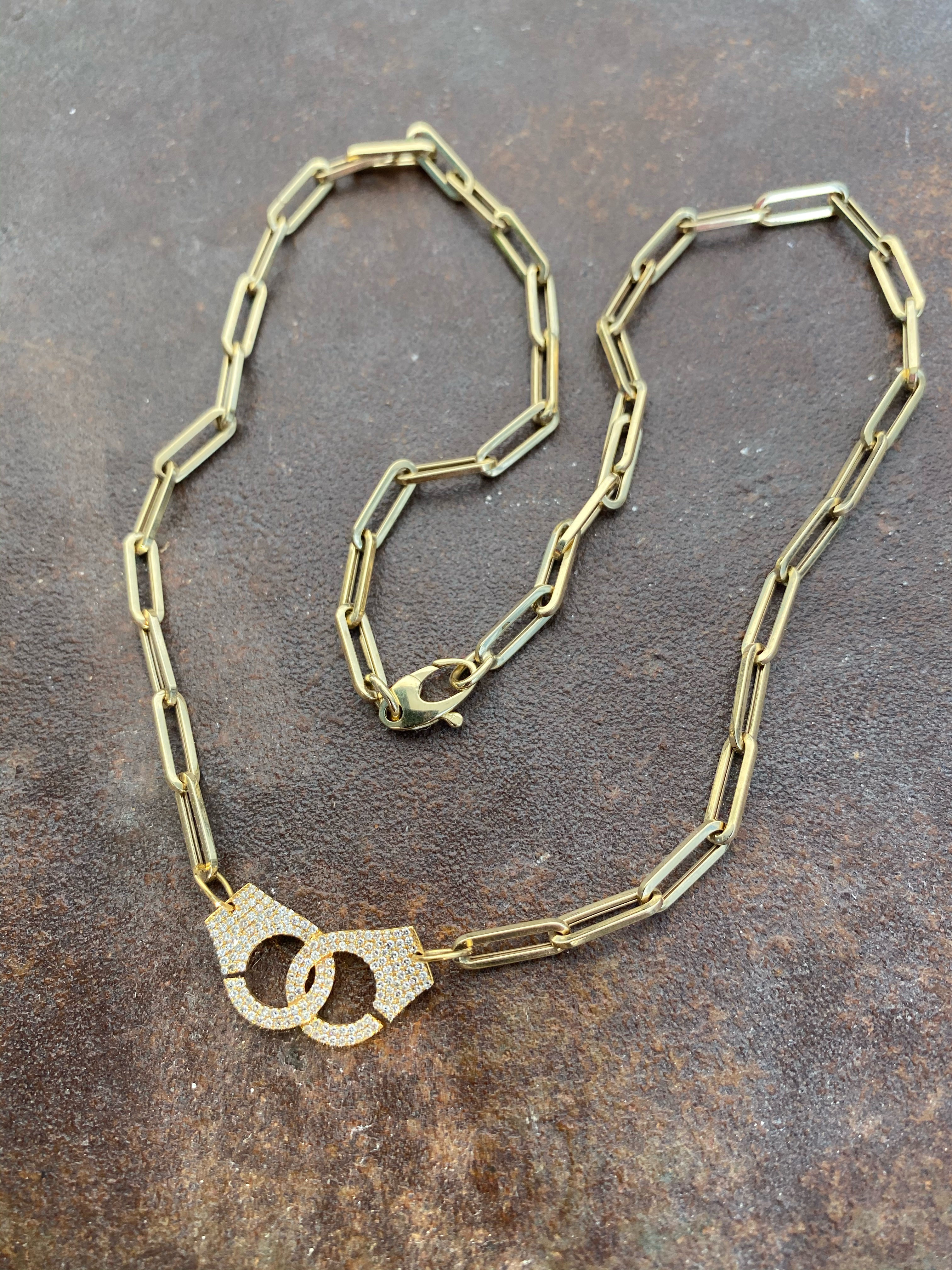 14kt and diamond handcuff necklace
