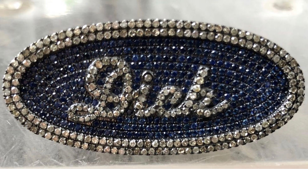 Thumbnail: diamonds, blue sapphire and silver
