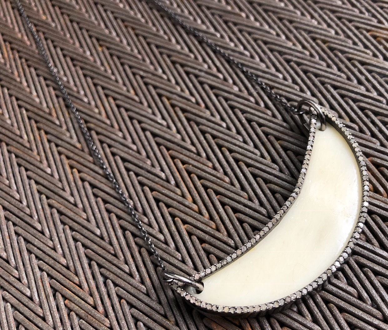 HALF MOON with diamonds necklace