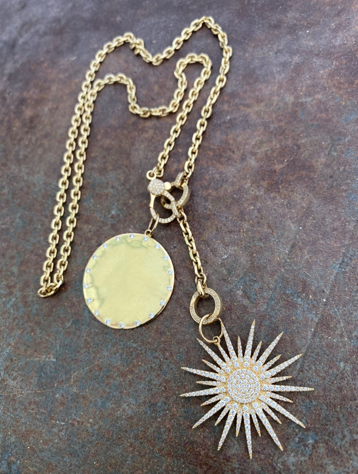 Double charm diamond necklace