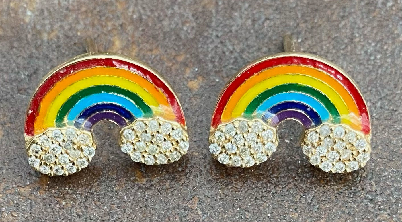 Rainbow Enamel & Diamond Vermeil  earrings
