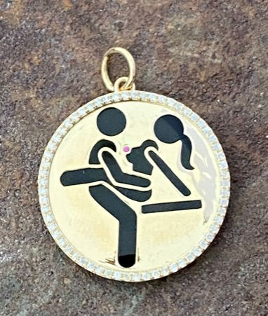 Thumbnail: Kamasutra 14kt Gold & Diamond Oynx Charm