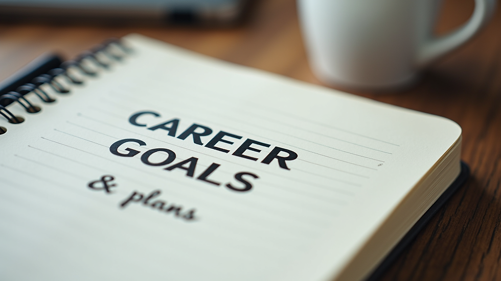 Close-up view of a notebook with career goals and plans written