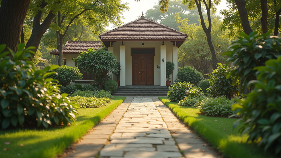 High angle view of a peaceful garden outside a therapy center in Nagpur