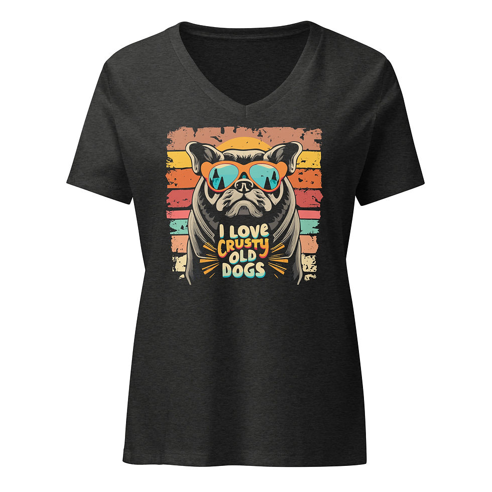 Thumbnail: Women’s Relaxed V-neck T-shirt - I Love Crusty Old Dogs