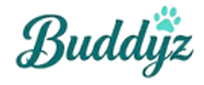 Buddyz Pet supplies logo in teal cursive font with paw print.