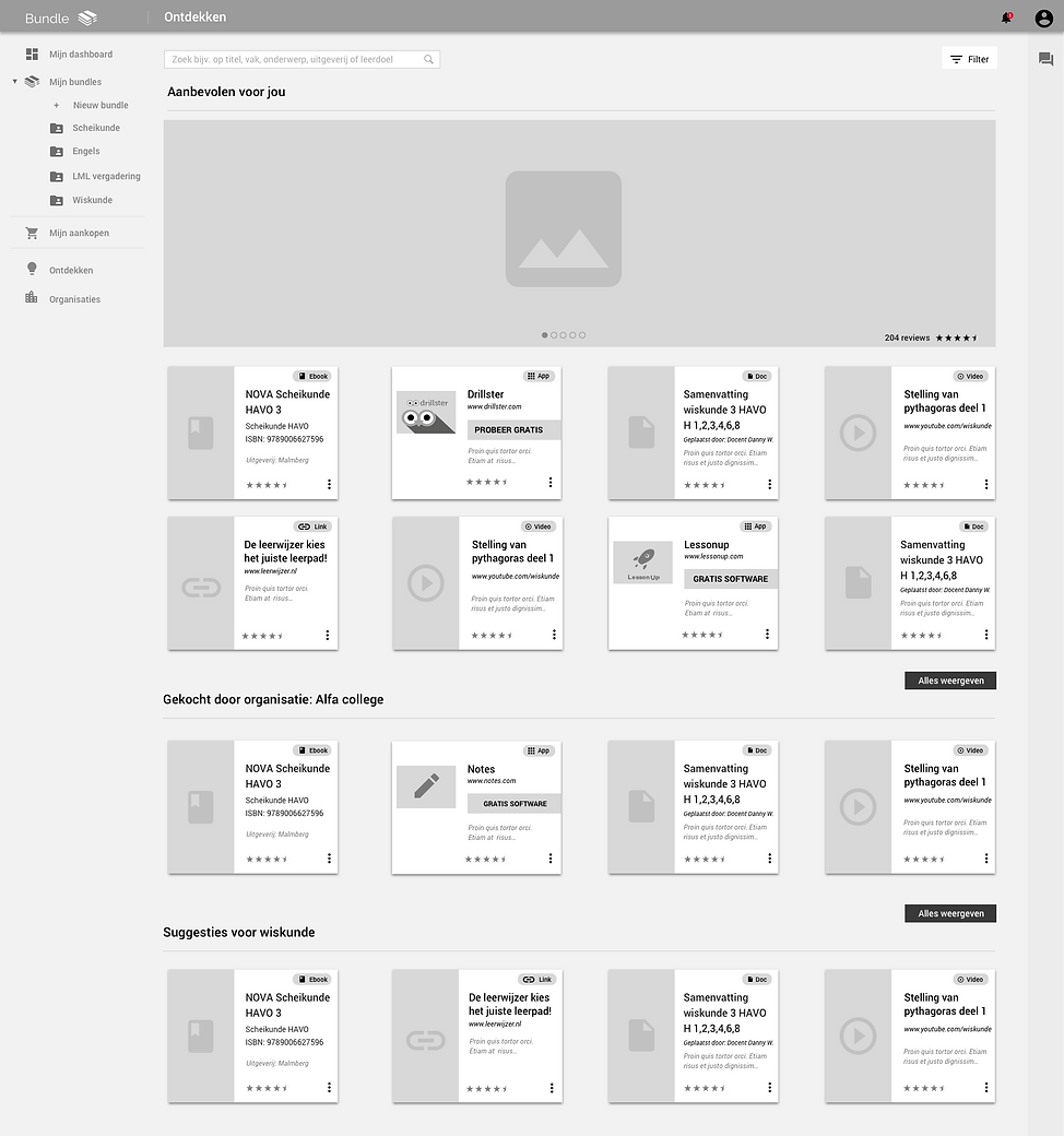 Bundle ontdekken wireframe