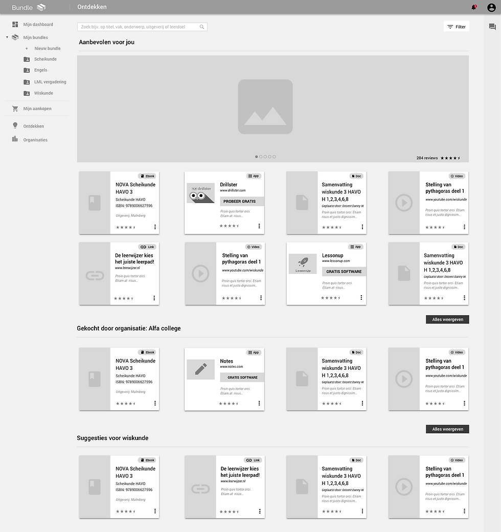 Bundle ontdekken wireframe