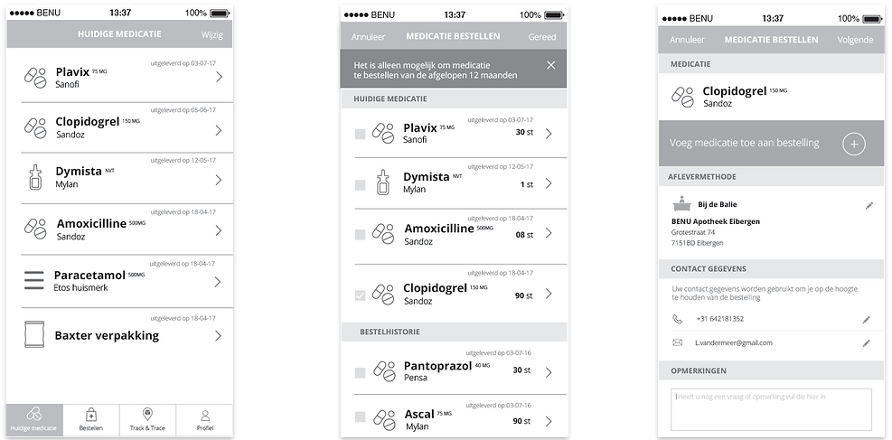 wireframes Benu