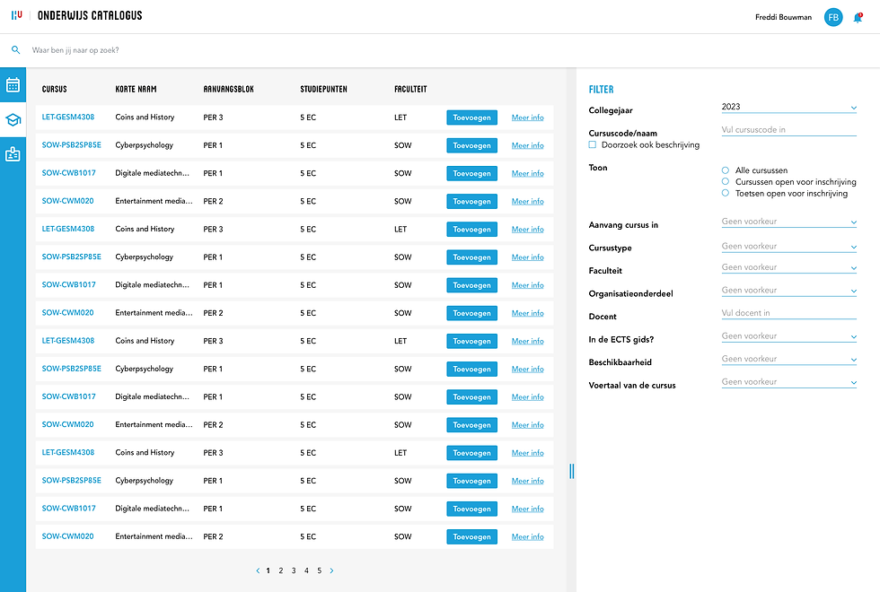 Studieplanner Onderwijs catalogus visual design
