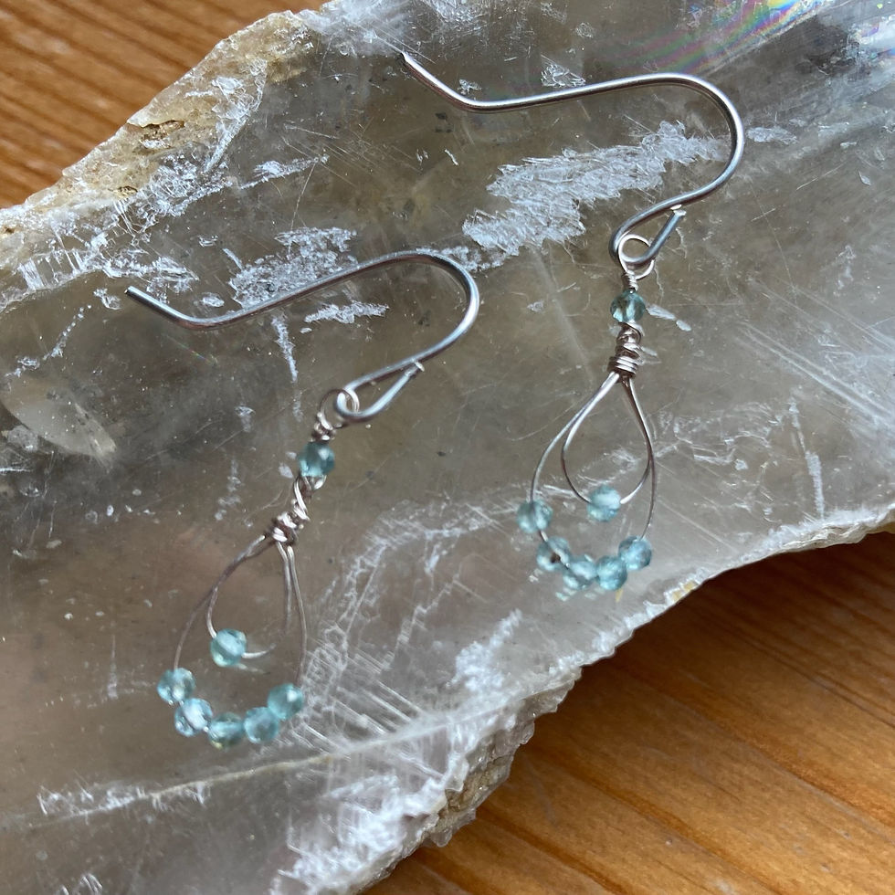 Thumbnail: SPRING DEW - Teardrop Cluster Earrings - Sterling Silver - Apatite