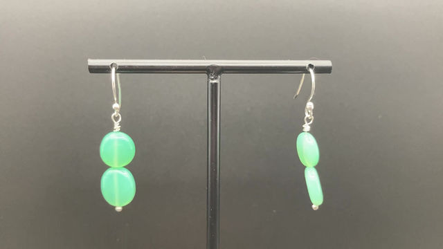 Thumbnail: A NEW LEAF - Dangle Earrings - Sterling Silver - Chrysoprase