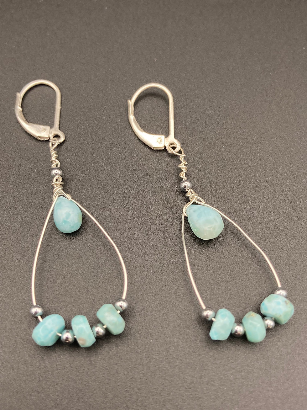 Thumbnail: BLUE SKIES ARE HERE AGAIN - Teardrop Earrings - Sterling Silver - Larimar