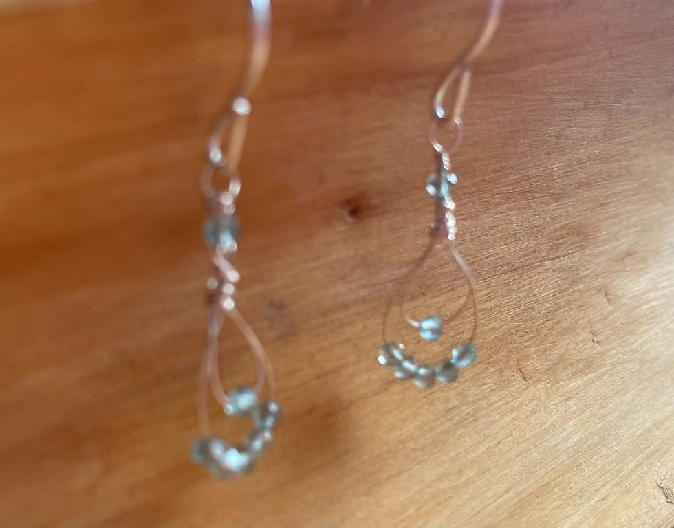 Thumbnail: SPRING DEW - Teardrop Cluster Earrings - Sterling Silver - Apatite