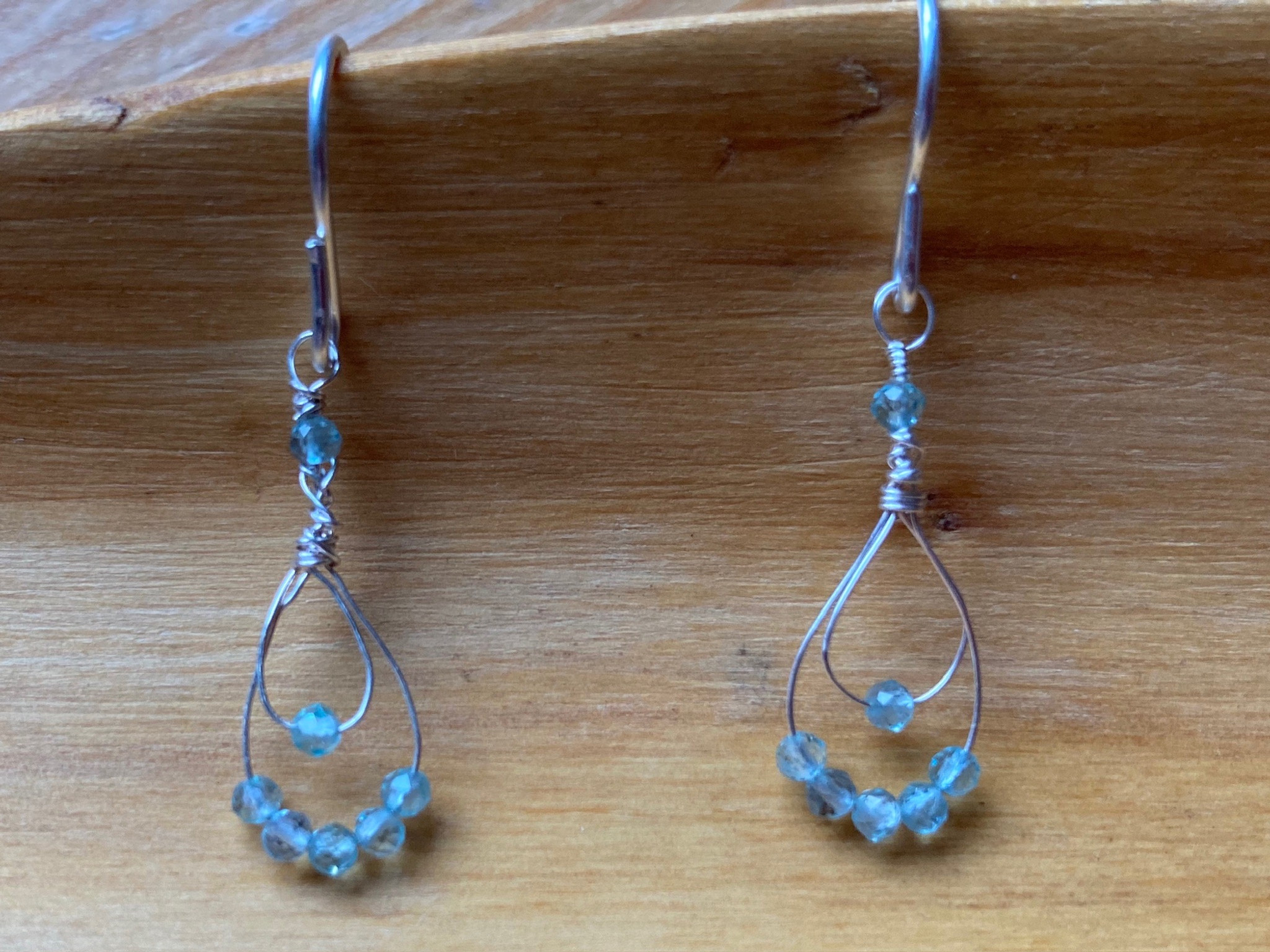 SPRING DEW - Teardrop Cluster Earrings - Sterling Silver - Apatite