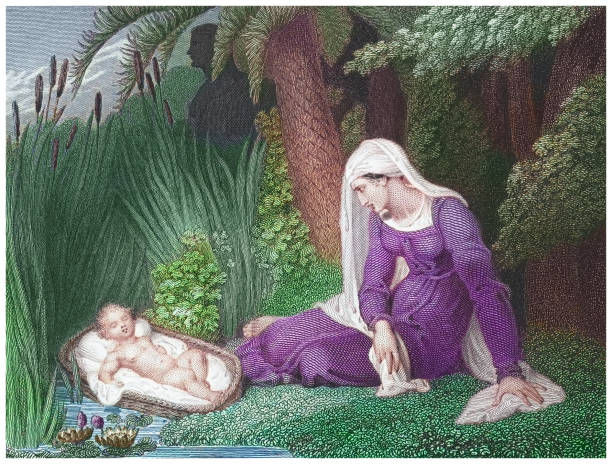 Mary watching baby jesus