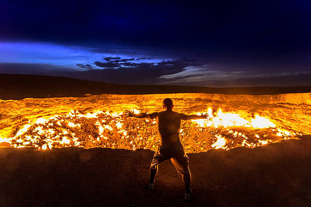 Man standing on volcano