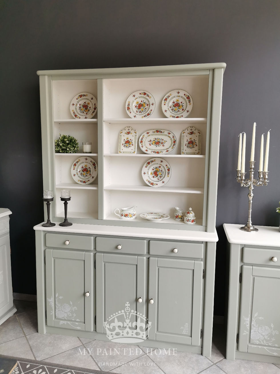 Miniaturbild: Buffet + Kommode Massiv Buchenholz - Verdigris