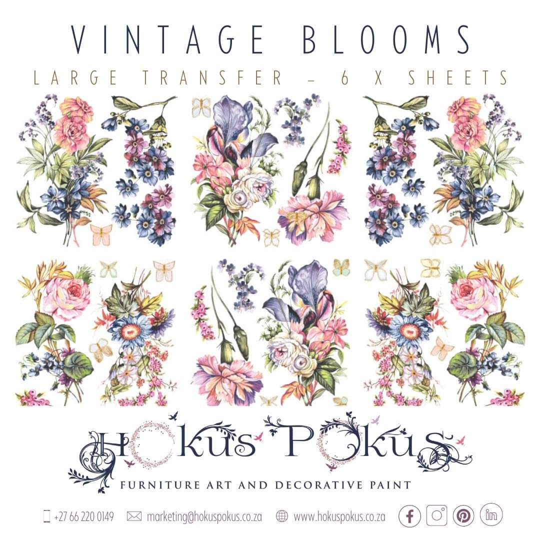 Transfer - VINTAGE BLOOMS - 94x60cm - HOKUS POKUS Transferfolie 6tlg