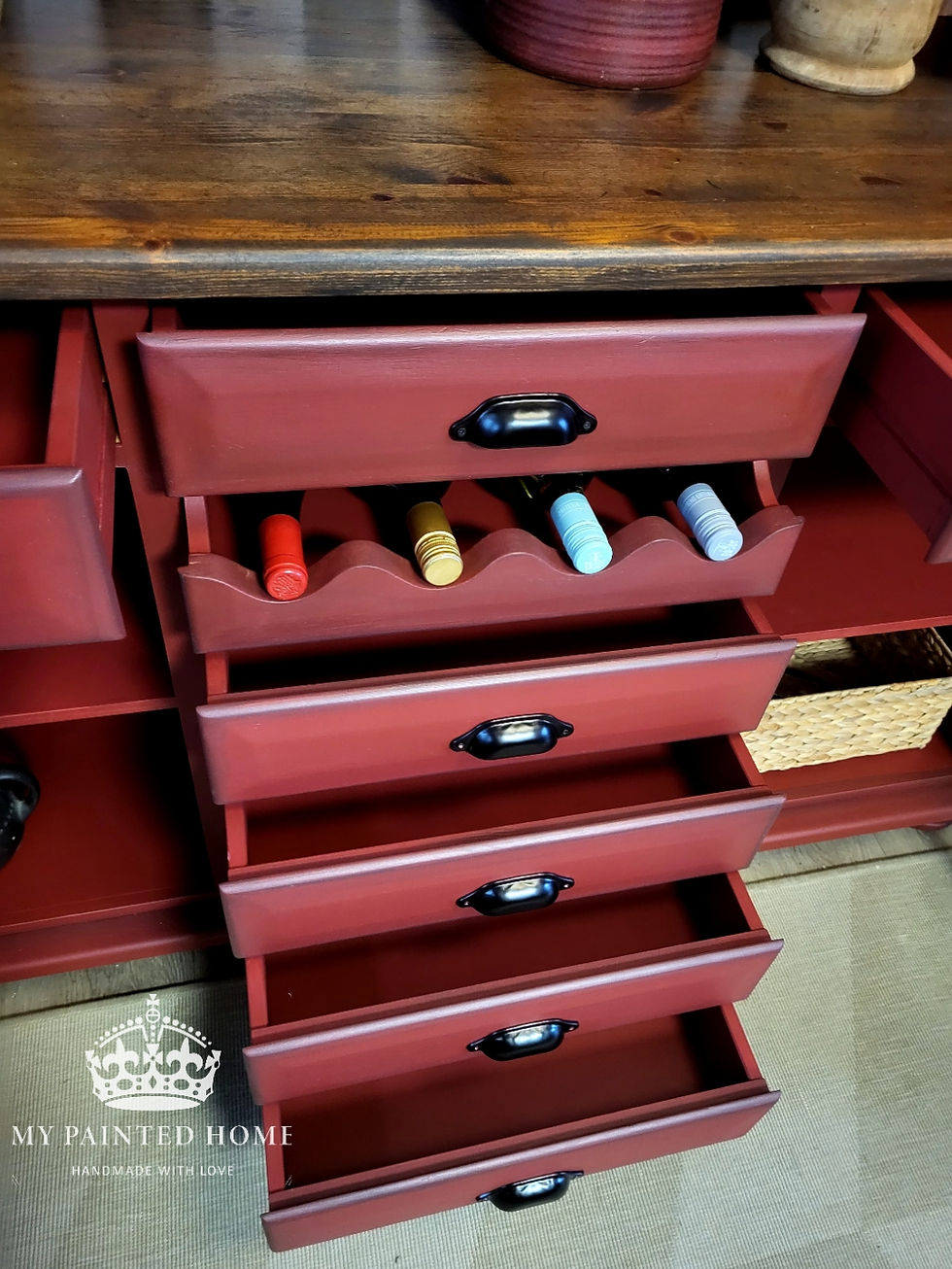 Miniaturbild: RUBY ❤️ Vintage Küchenbuffet und Vitrine ROT - Anrichte