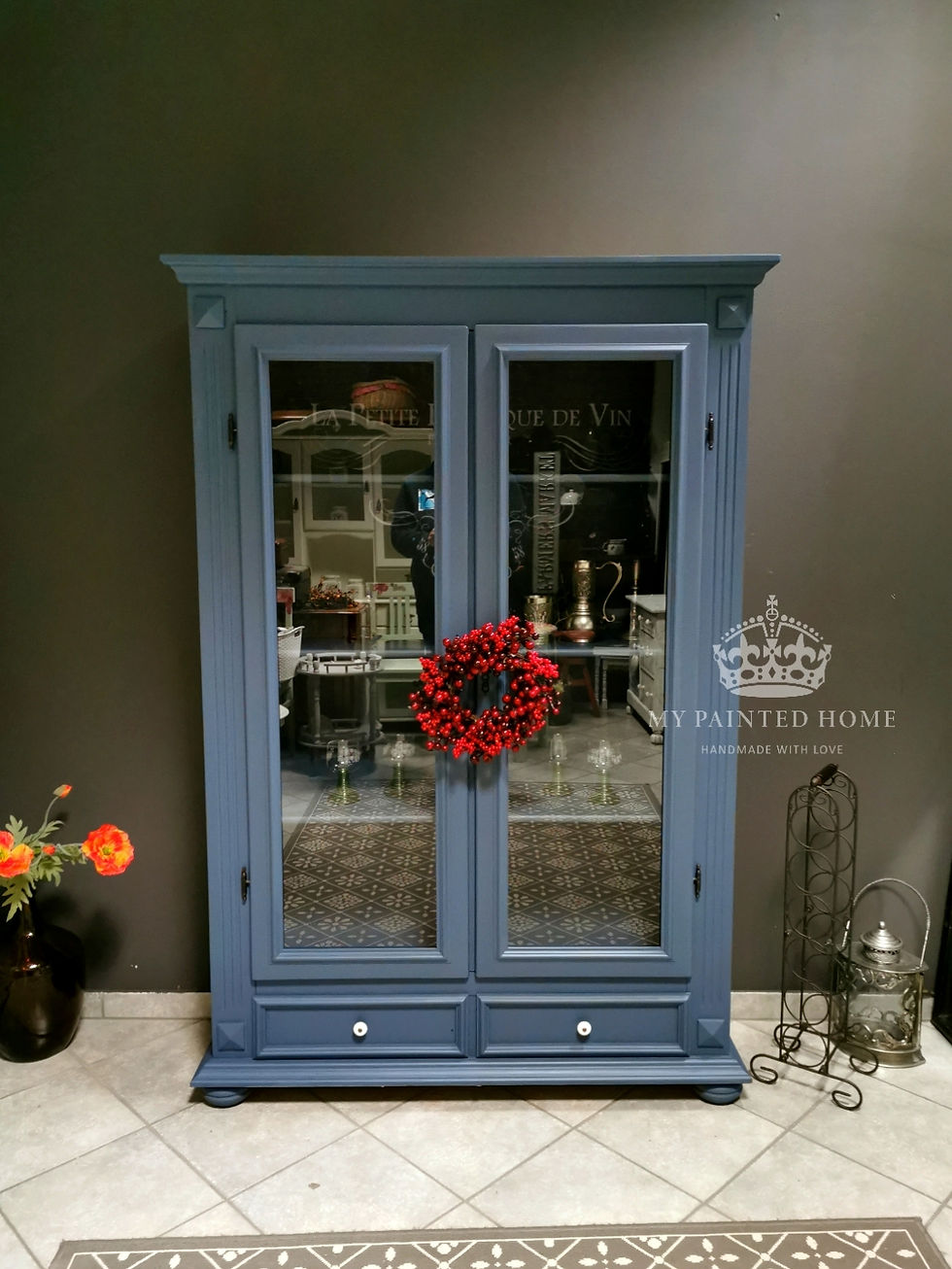 Miniaturbild: VITRINE - Vitrinenschrank "DENIM" in blau matt