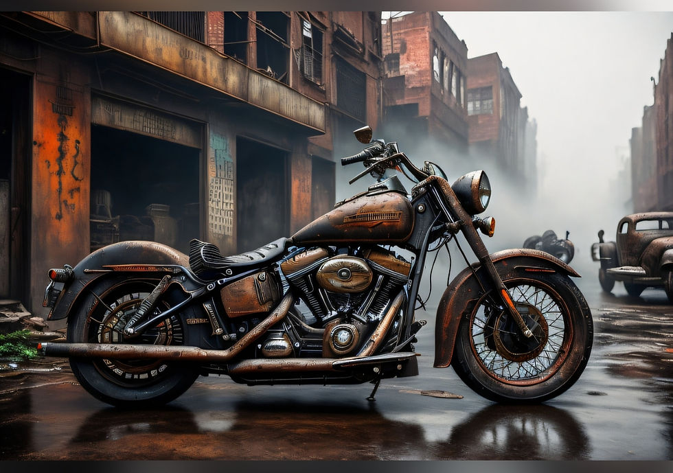 XXL Decoupage Seidenpapier - RUSTY MOTORBIKE - 51X76cm