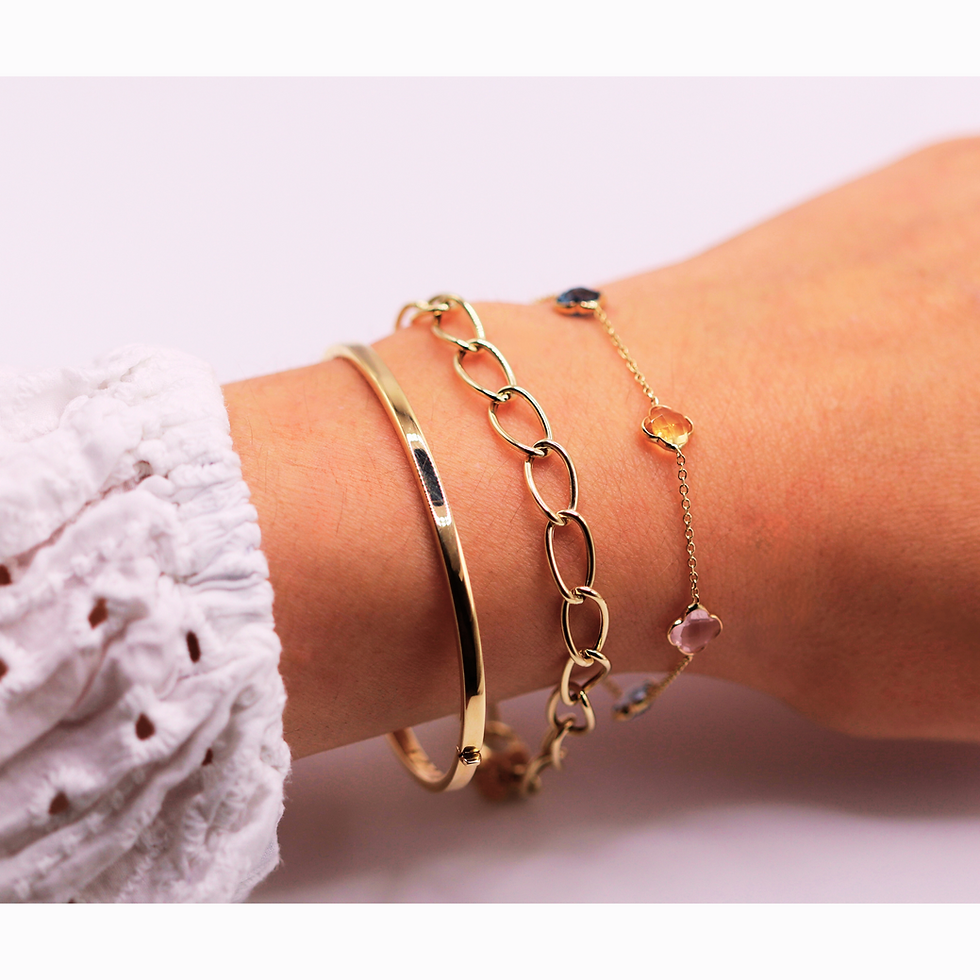 Thumbnail: Ovale schakelarmband – 6,5 mm (14k goud)