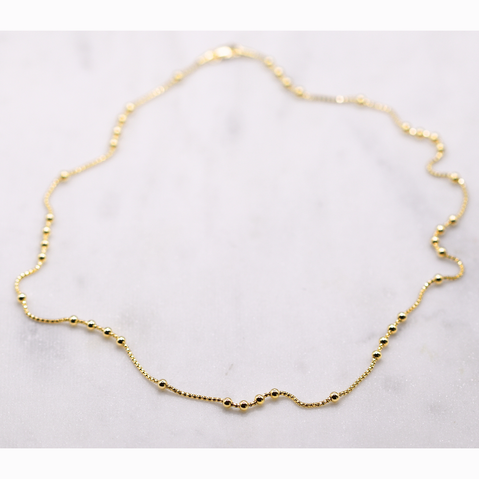 Thumbnail: Bolletjes station ketting 3 mm • 14k Goud • Valerius