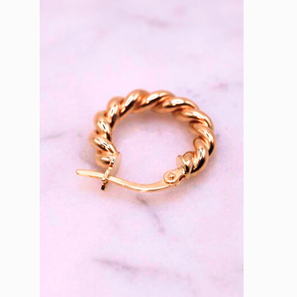Thumbnail: Gevlochten creolen – klein – 18 mm (14k goud)