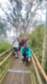 Group of friends walking the Iguazu Falls trails with a private tour guide