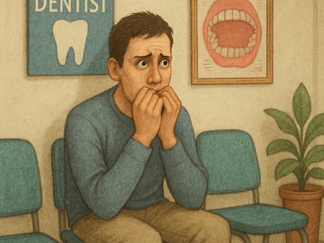 Person feeling anxious in a dental waiting room