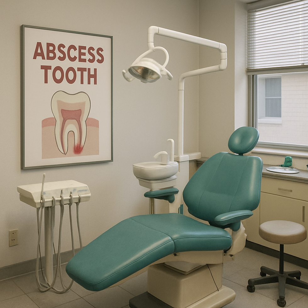 An illustration of a dental office for abscessed tooth relief