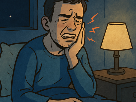 An image of a person with severe toothache at night