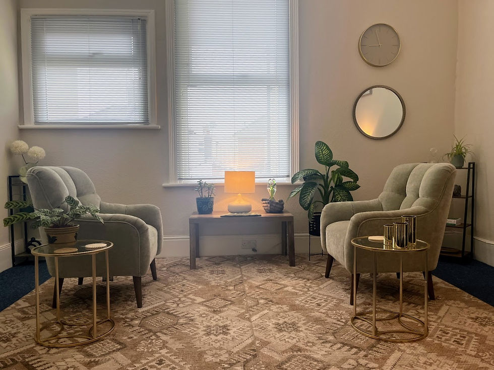 Comfortable counselling room at Kirsty Holgate Counselling in Eastbourne