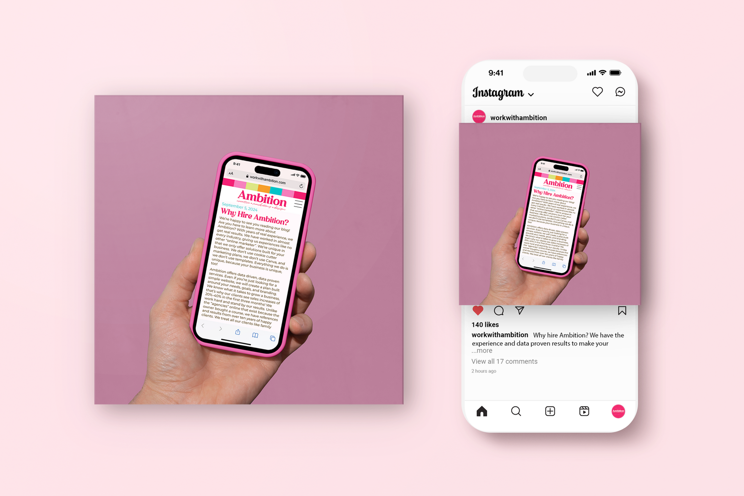 an image showing a social media post on a phone from ambition