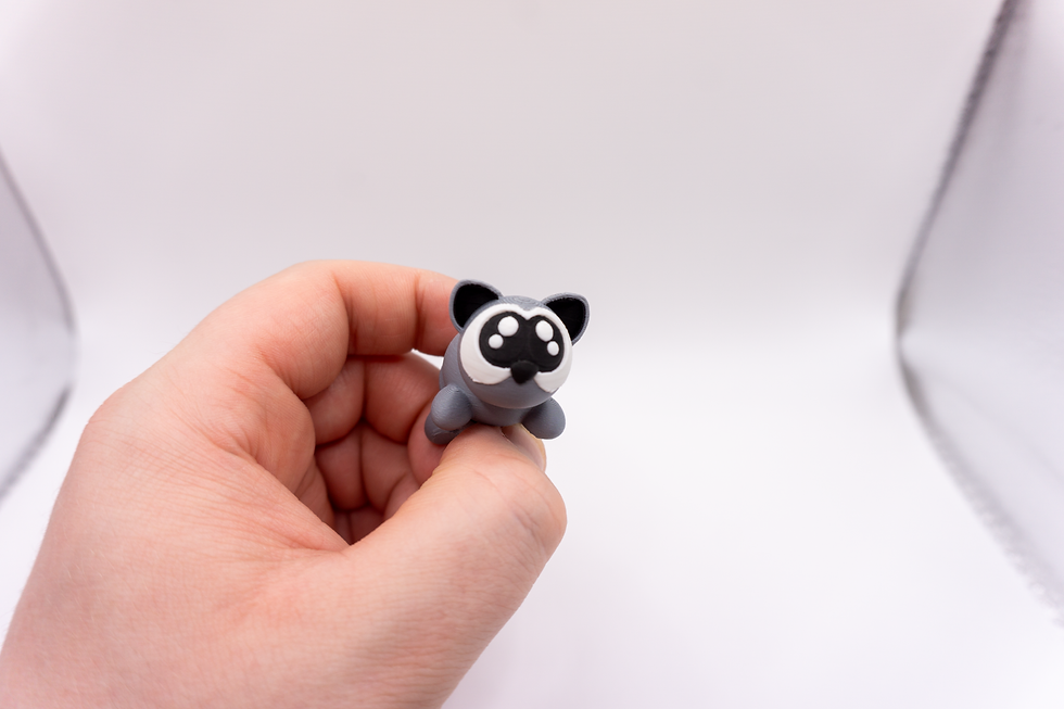 Thumbnail: Flexi Kawaii Raccoon Keychain - held in hand