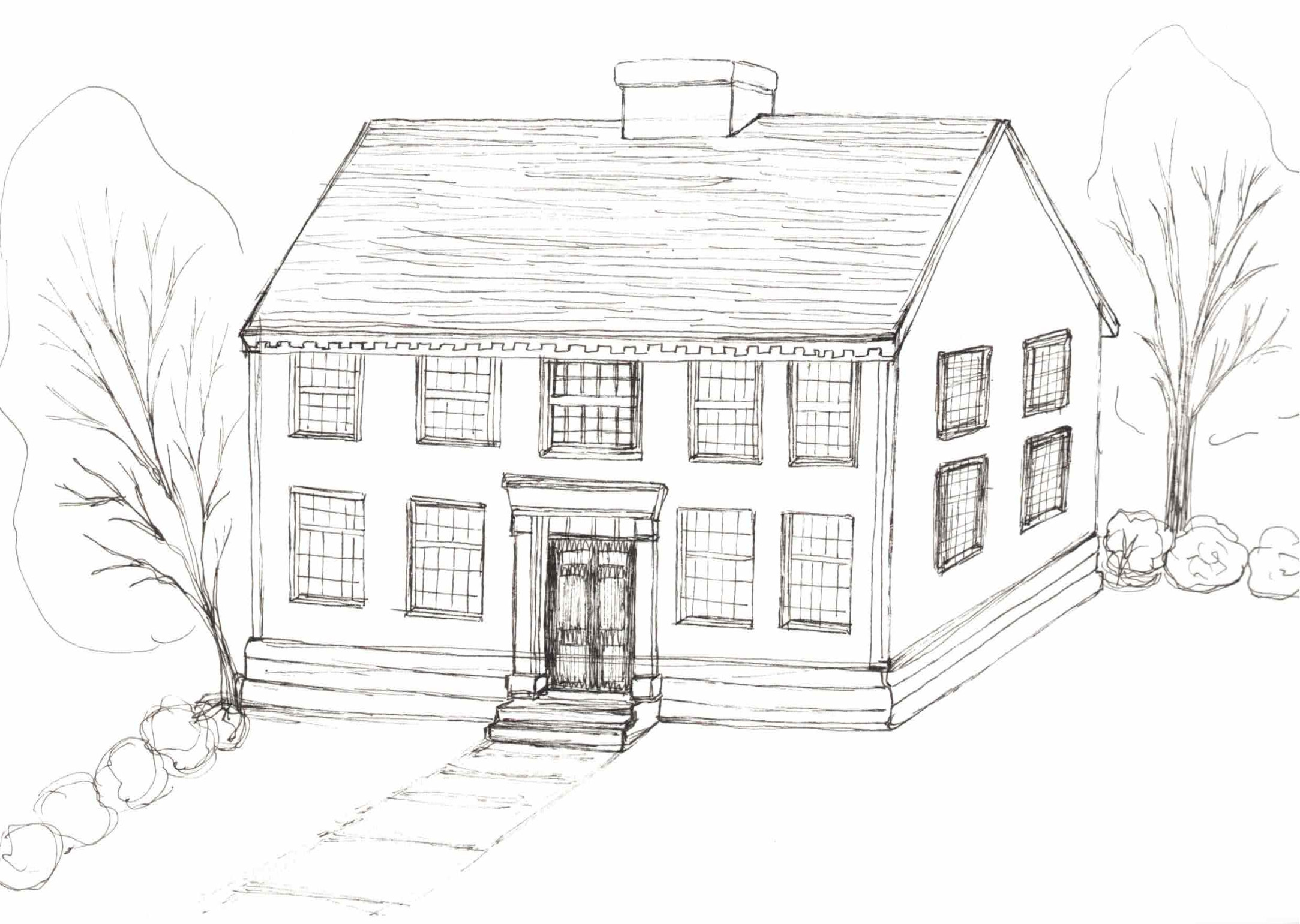 "Colonial Georgian Home" Original Greeting Card