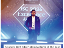 सिल्वर एंपोरियम को 'सर्वश्रेष्ठ सिल्वर मेन्युफैक्चर्स' अवॉर्डइंडिया सिल्वर कॉन्फ्रेंस के भव्य समारोह में मिला अवॉर्ड, उद्योग जगत में बढ़ी प्रतिष्ठा