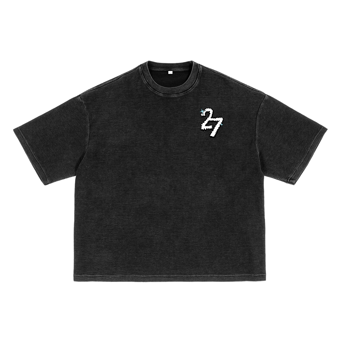 Waffle-Texture Washed Boxy T-Shirt