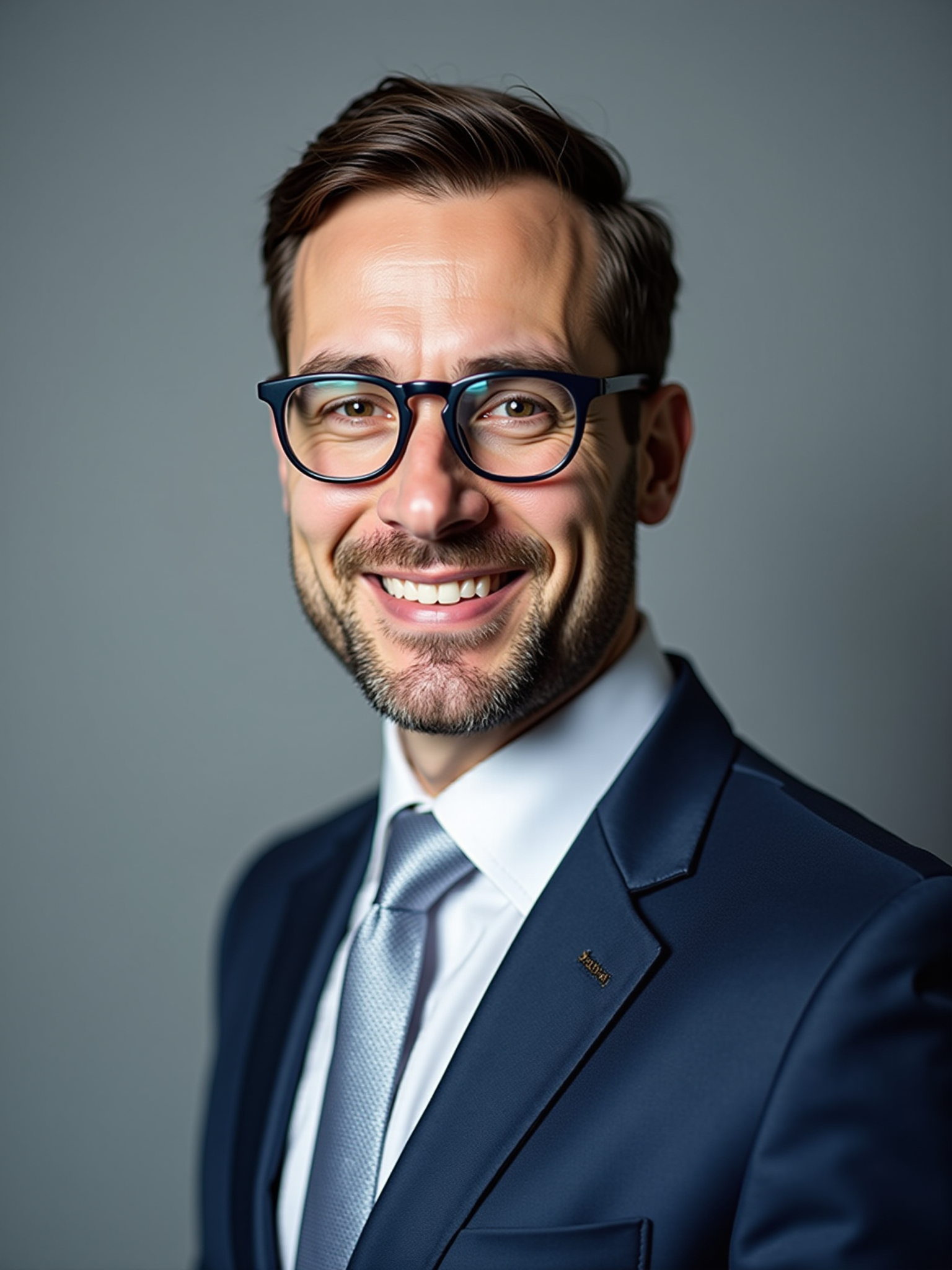 Smiling Person with Glasses