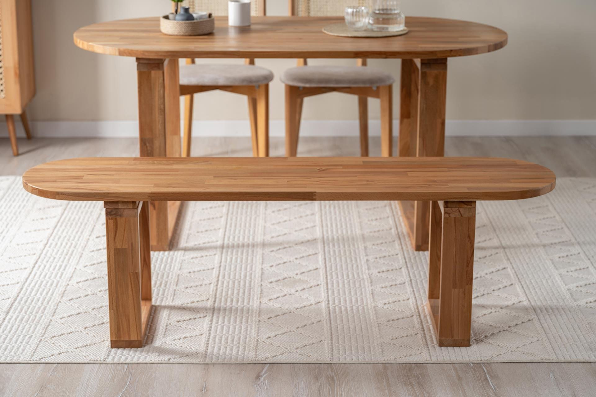 Sametti, natürliche Holzbank