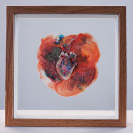 Under-glass/ colors/ wax/ glass/ heart/ contemporary art/ Mona Barbagli/ Emotions