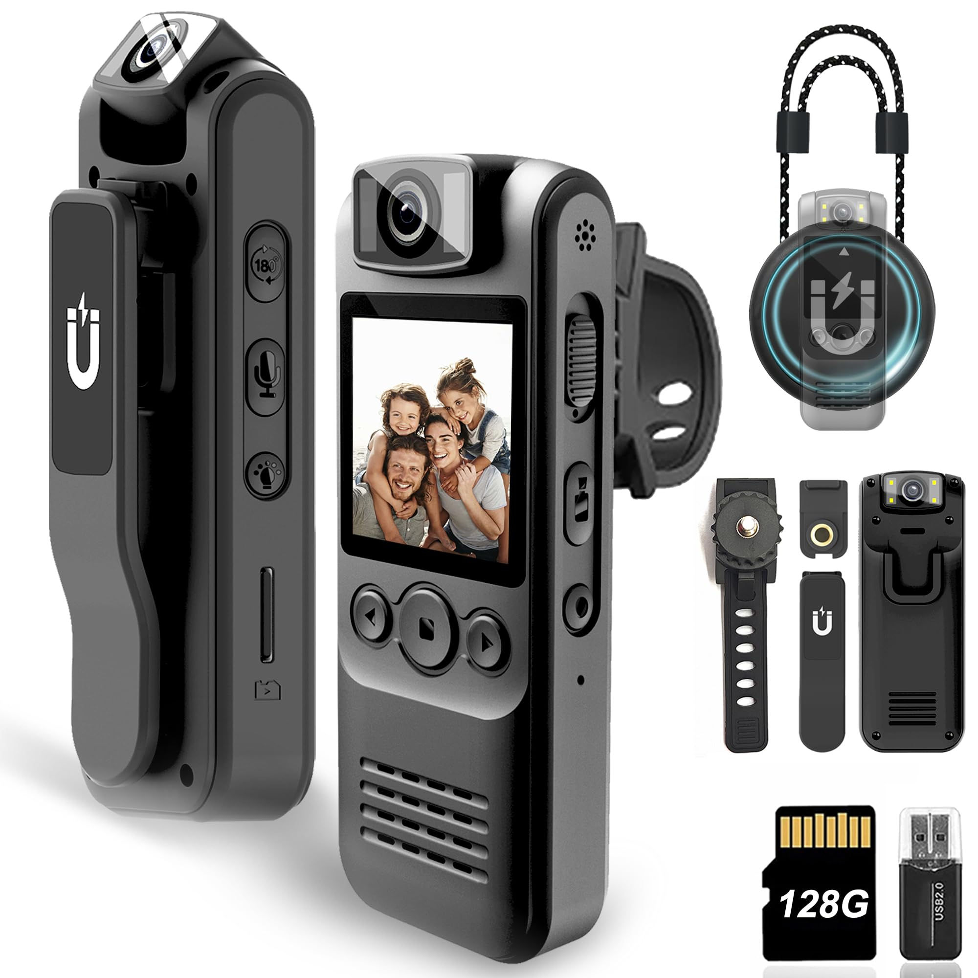 Body Camera with Audio & Video Recording- 64GB 1080P HD Police Cop Cam for Outdo