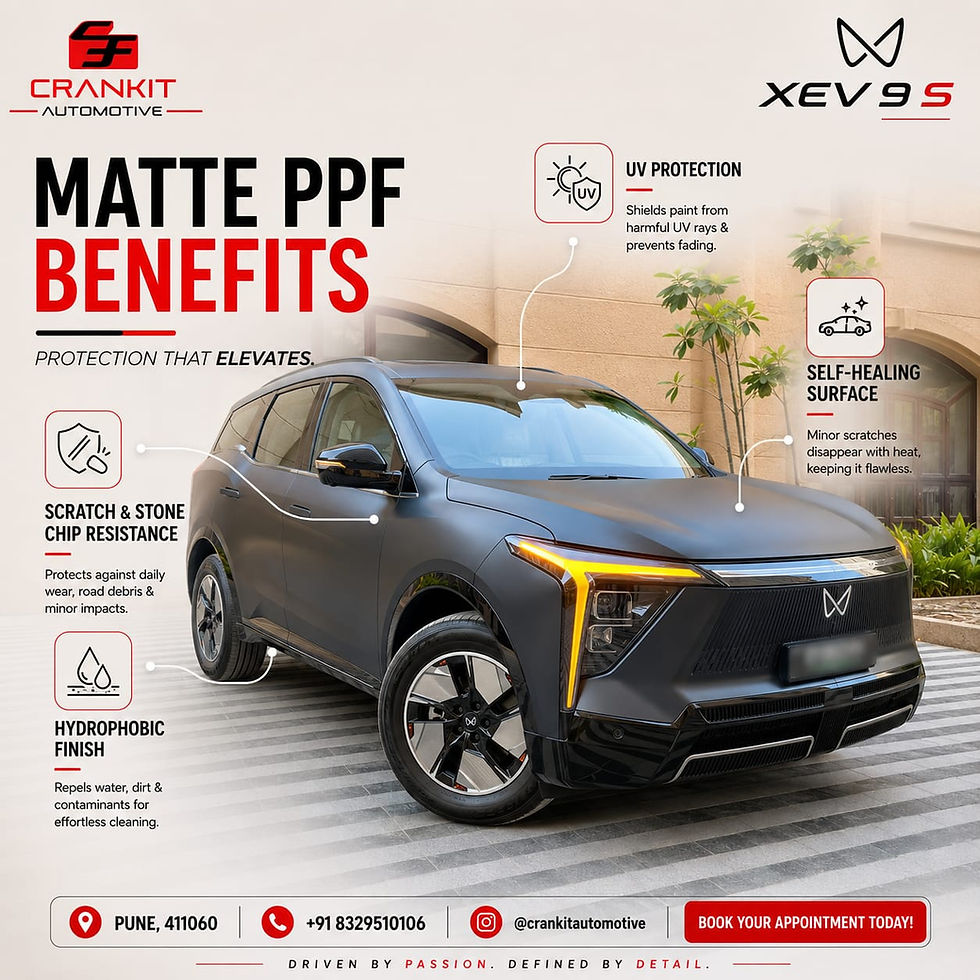 Mahindra XEV 9S Matte PPF installation in Pune at Crankit Automotive